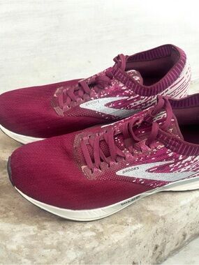 Brooks Women's Maroon Athletic Running Shoes with White/Grey Accents
